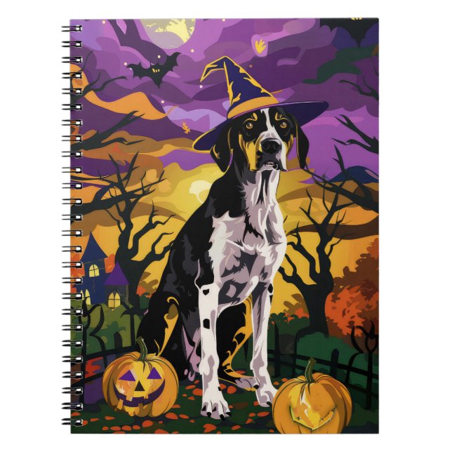 Treeing Walker Coonhound Halloween Witch Pumpkin Anteckningsbok (Framsidan)