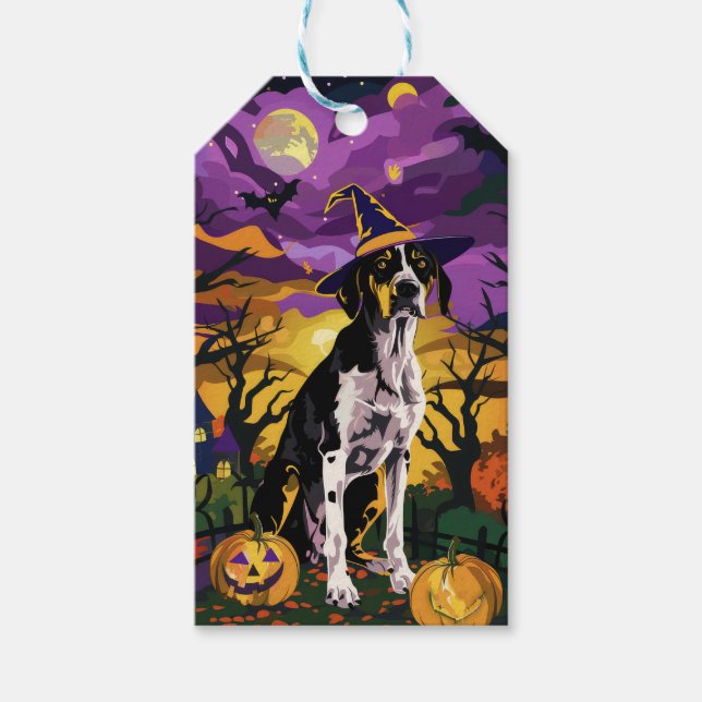 Treeing Walker Coonhound Halloween Witch Pumpkin Presentetikett (Framsidan)