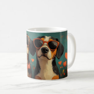 Treeing Walker Coonhound Hjärtans Dag Kaffemugg