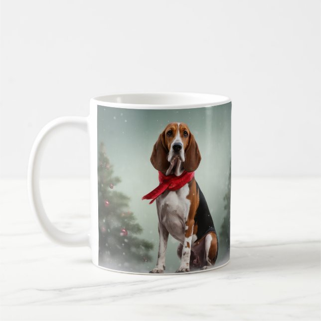 Treeing Walker Coonhound Hund i Snö jul Kaffemugg (Vänster)