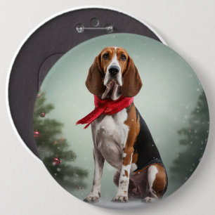 Treeing Walker Coonhound Hund i Snö jul Knapp