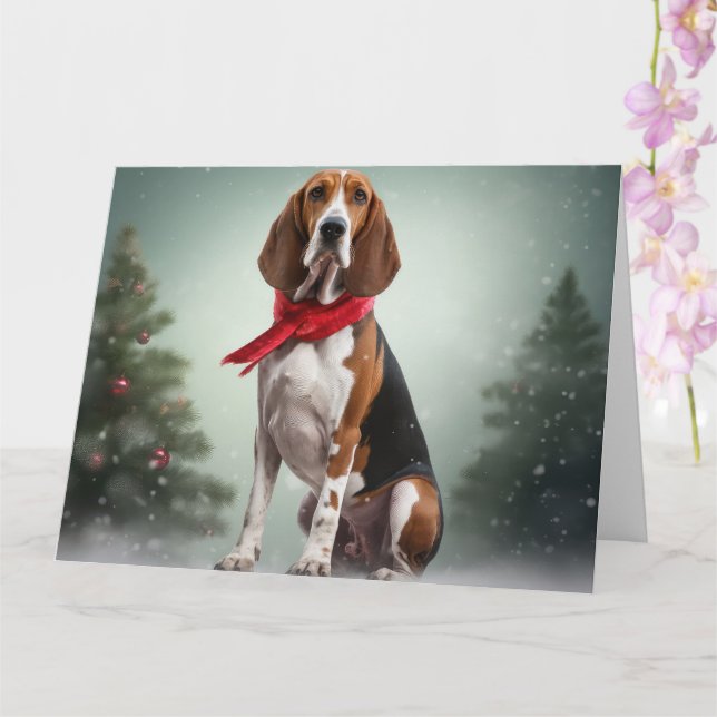 Treeing Walker Coonhound Hund i Snö jul Kort (Orkide)