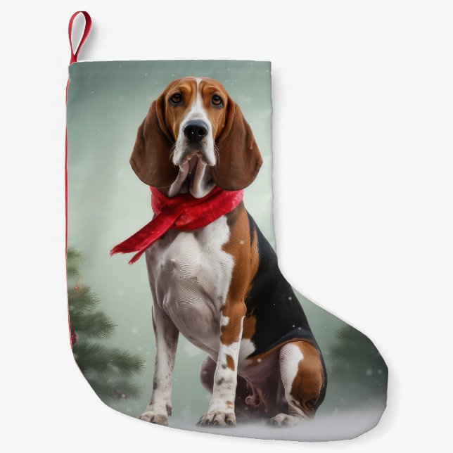 Treeing Walker Coonhound Hund i Snö Jul Liten Julstrumpa (Framsidan)