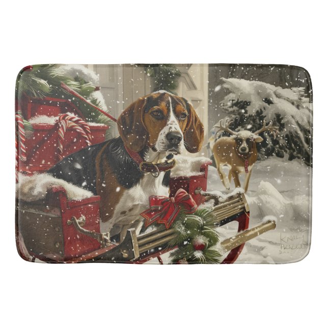 Treeing Walker Coonhound Hund Jul Festiv Badrumsmatta (Framsidan)