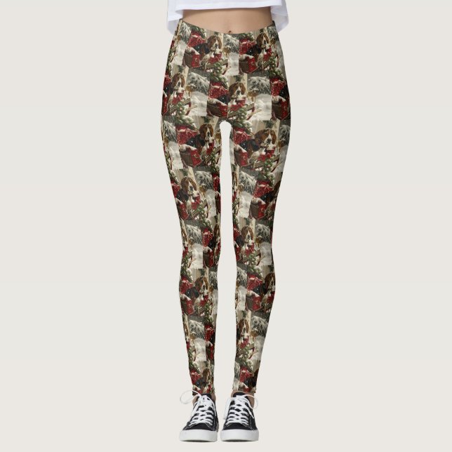 Treeing Walker Coonhound Hund Jul Festiv Leggings (Framsida)
