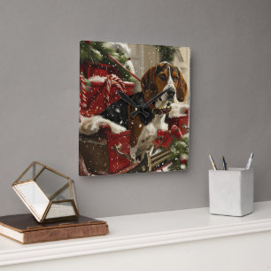 Treeing Walker Coonhound Hund jul Festive Fyrkantig Klocka