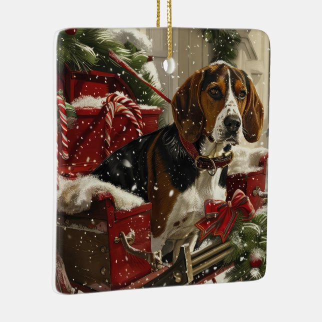 Treeing Walker Coonhound Hund jul Festive Julgransprydnad Keramik (Höger)