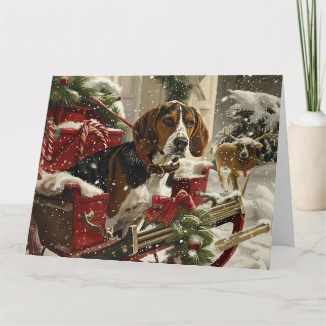 Treeing Walker Coonhound Hund jul Festive Kort (Framsida)