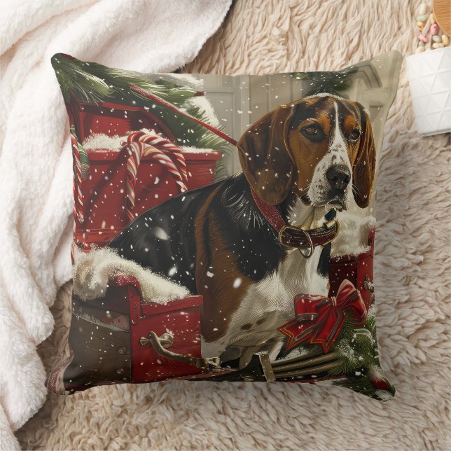 Treeing Walker Coonhound Hund jul Festive Kudde (Filt)