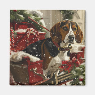 Treeing Walker Coonhound Hund jul Festive Magnet
