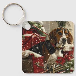 Treeing Walker Coonhound Hund jul Festive Nyckelring