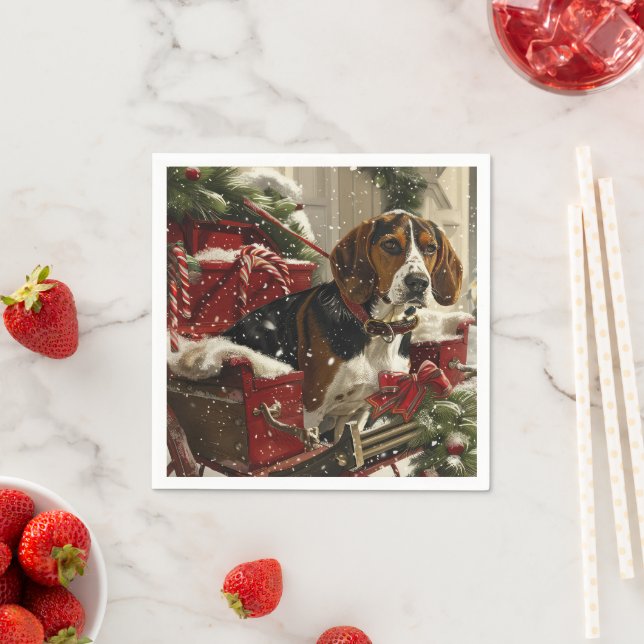 Treeing Walker Coonhound Hund jul Festive Pappersservett (Insitu)