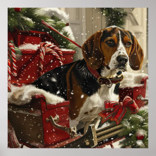 Treeing Walker Coonhound Hund jul Festive Poster