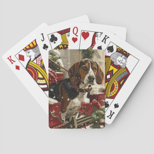 Treeing Walker Coonhound Hund Jul Festlig Casinokort (Baksidan)