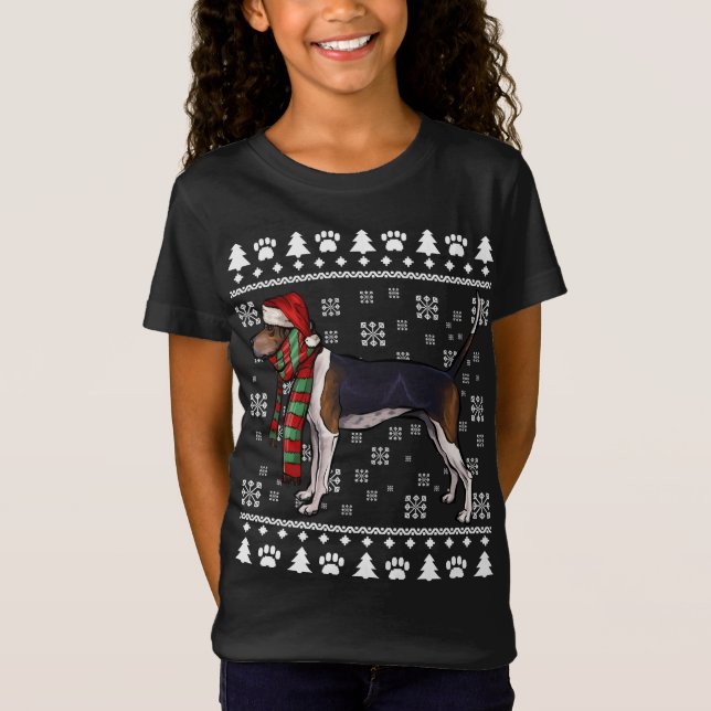 Treeing Walker Coonhound Hund Santa Hat Julafton U T Shirt (Framsida)