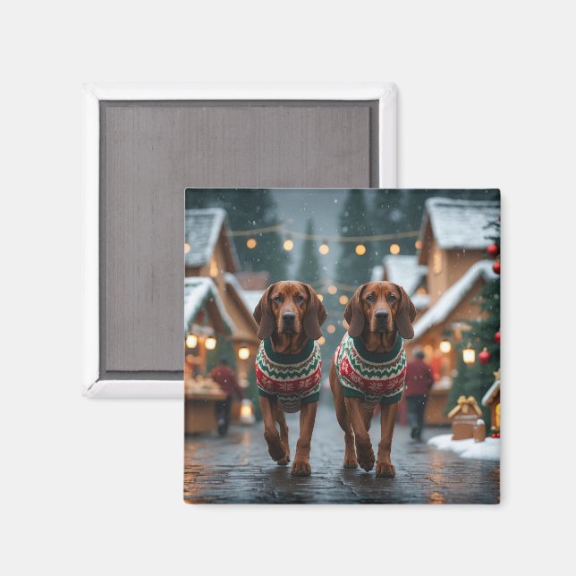 Treeing Walker Coonhound Hundar Jul Snö Magnet (Front/Back)