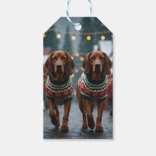Treeing Walker Coonhound Hundar Jul Snö Presentetikett