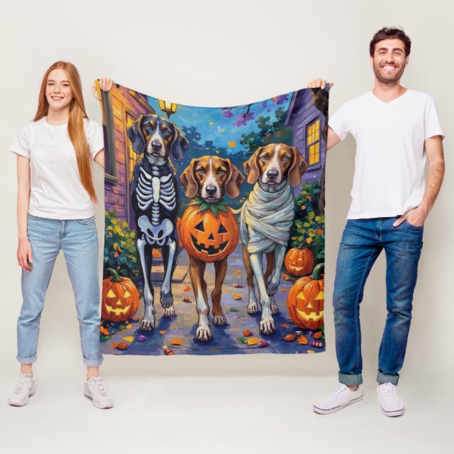 Treeing Walker Coonhound i Halloween-kostymer Fleecefilt (På plats)