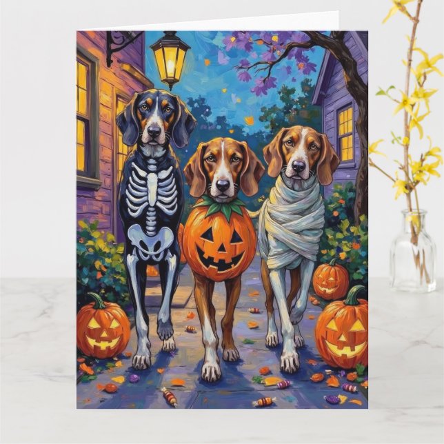 Treeing Walker Coonhound i Halloween-kostymer Kort (Gul blomma)