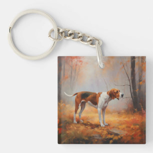 Treeing Walker Coonhound i Höst löv Fall