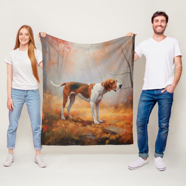Treeing Walker Coonhound i Höst löv Fall Fleecefilt (På plats)