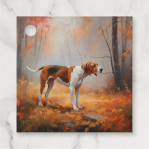 Treeing Walker Coonhound i Höst löv Fall Gåvor Etiketter