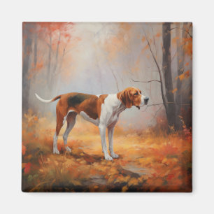Treeing Walker Coonhound i Höst löv Fall Magnet