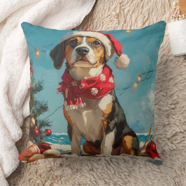 Treeing Walker Coonhound jul vintage strand Kudde (Filt)