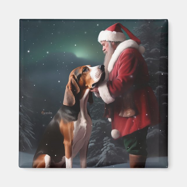 Treeing Walker Coonhound Julenisse jul Magnet (Framsidan)