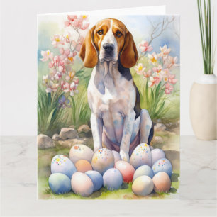 Treeing Walker Coonhound med påskägg semester Kort