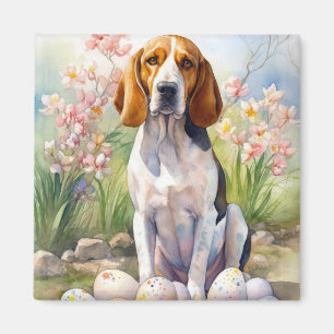 Treeing Walker Coonhound med påskägg semester Magnet