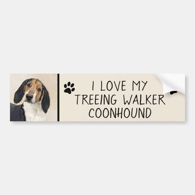 Treeing Walker Coonhound Painting - Original Art Bildekal (Framsidan)