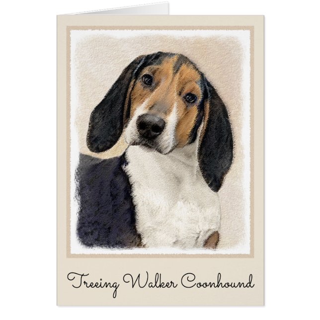 Treeing Walker Coonhound Painting - Original Art Hälsningskort (Framsidan)