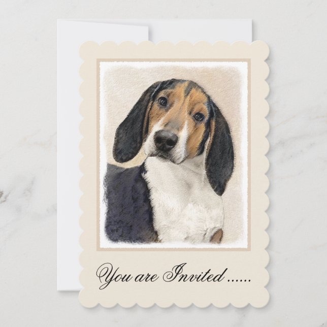 Treeing Walker Coonhound Painting - Original Art Inbjudningar (Framsida)