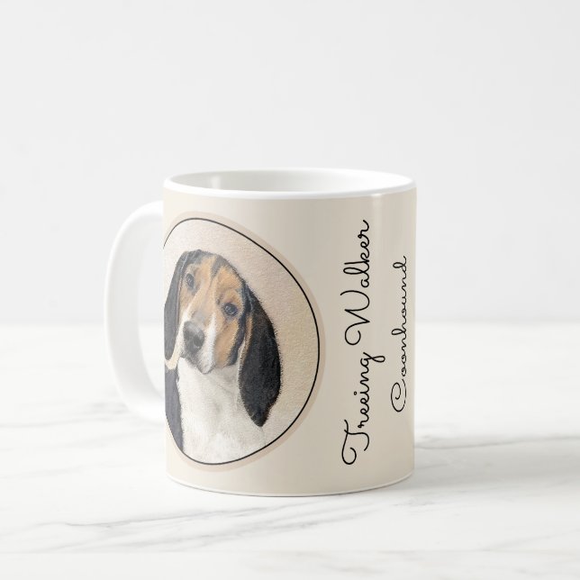 Treeing Walker Coonhound Painting - Original Art Kaffemugg (Framsida vänster)