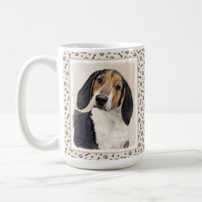 Treeing Walker Coonhound Painting - Original Art Kaffemugg (Vänster)