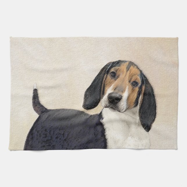 Treeing Walker Coonhound Painting - Original Art Kökshandduk (Horisontell)