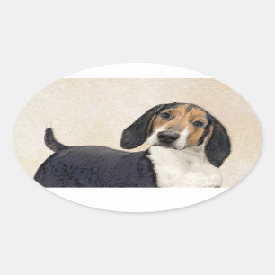 Treeing Walker Coonhound Painting - Original Art Ovalt Klistermärke