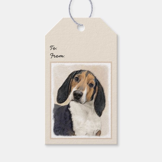 Treeing Walker Coonhound Painting - Original Art Presentetikett (Framsidan)