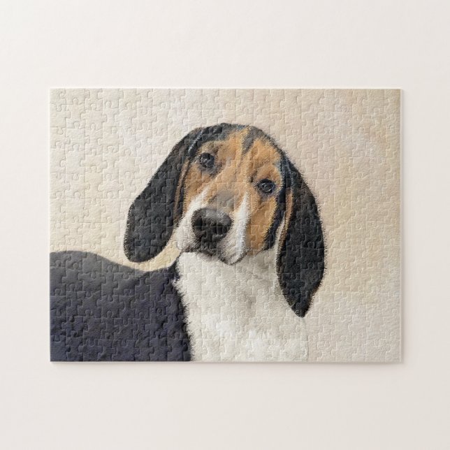 Treeing Walker Coonhound Painting - Original Art Pussel (Horisontell)