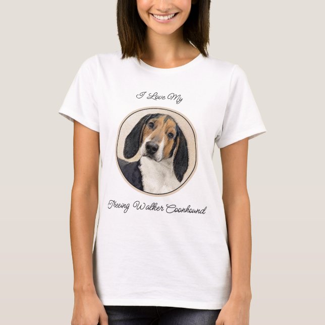 Treeing Walker Coonhound Painting - Original Art T Shirt (Framsida)
