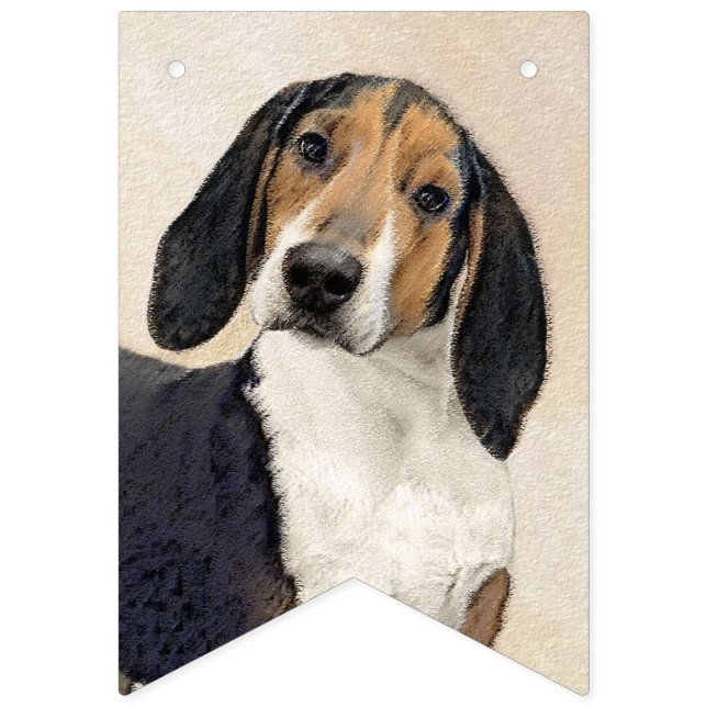 Treeing Walker Coonhound Painting - Original Art Vimplar (Första flaggan)