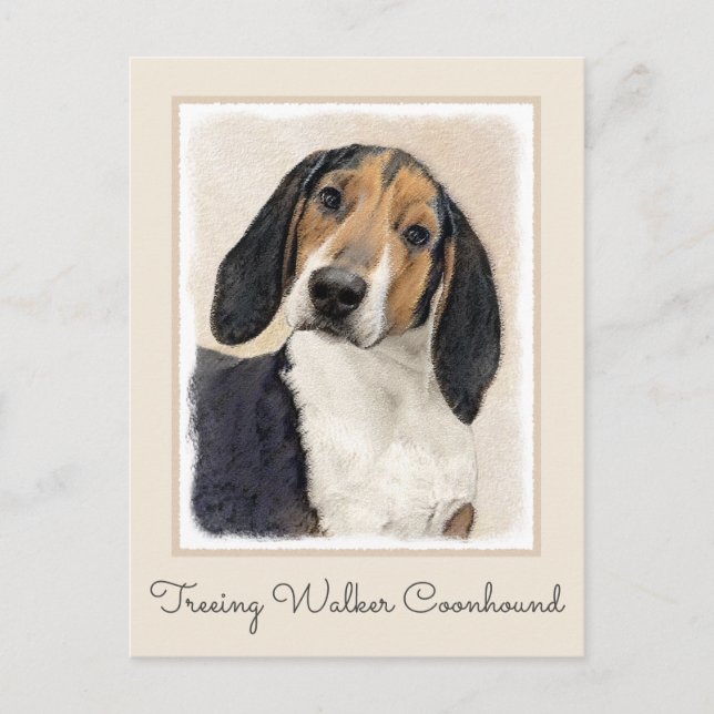 Treeing Walker Coonhound Painting - Original Art Vykort (Framsida)