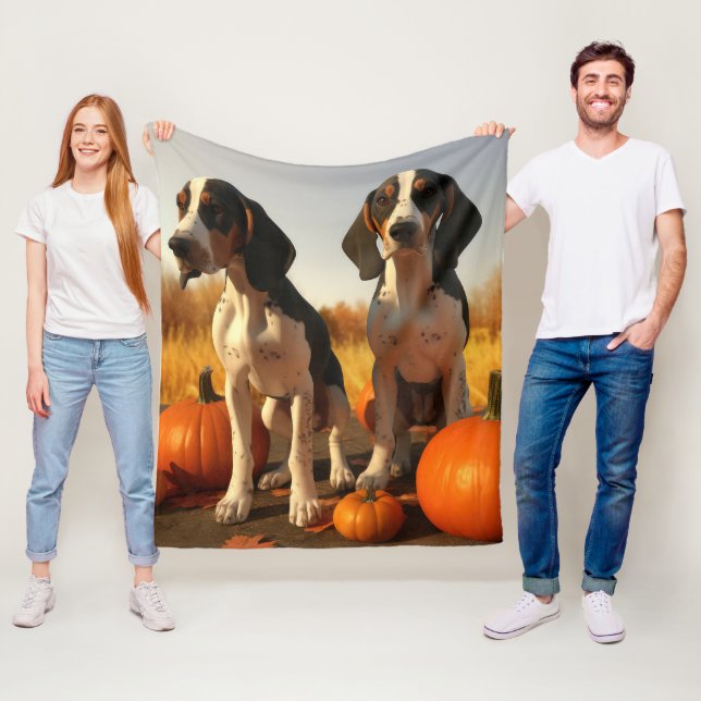 Treeing Walker Coonhound Puppy Autumn Pumpkin Fleecefilt (På plats)