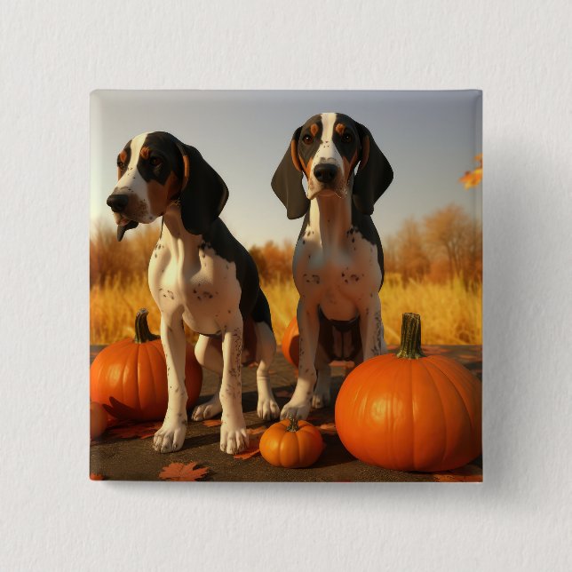 Treeing Walker Coonhound Puppy Autumn Pumpkin Knapp (Framsida)