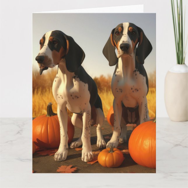 Treeing Walker Coonhound Puppy Autumn Pumpkin Kort (Framsida)