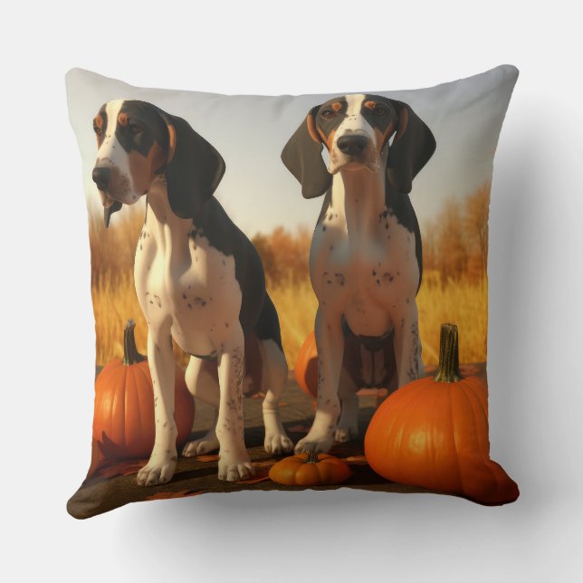 Treeing Walker Coonhound Puppy Autumn Pumpkin Kudde (Baksida)
