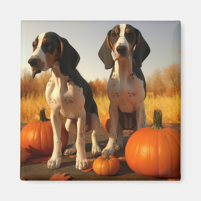 Treeing Walker Coonhound Puppy Autumn Pumpkin Magnet (Framsidan)