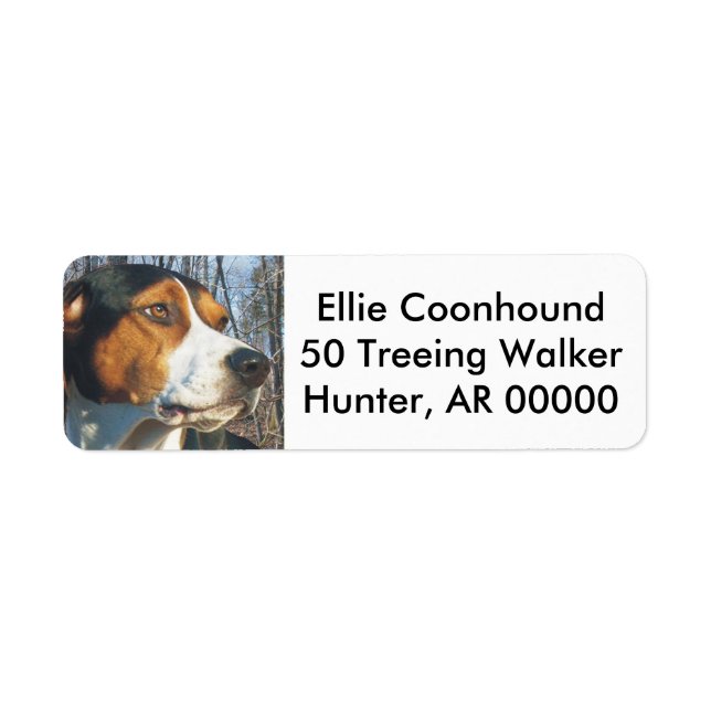 Treeing Walker Coonhound Returadress Etikett (Framsidan)
