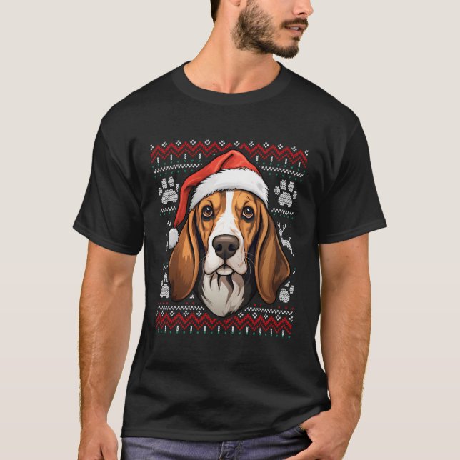 Treeing Walker Coonhound Santa Hat jul Funy T Shirt (Framsida)